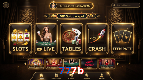 Main screen of 777B casino page for PK players