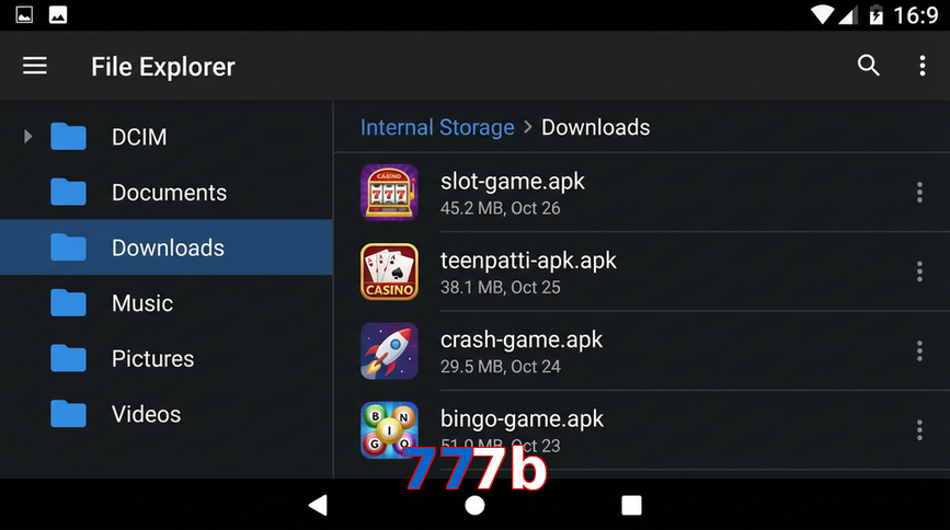Main screen of 777B gameapk page for PK players