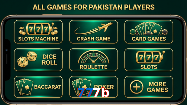 Main screen of 777B games page for PK players